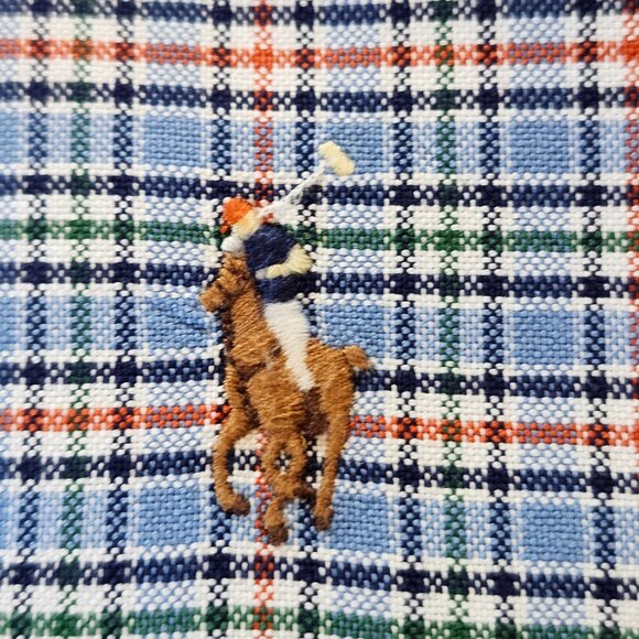 NWOT Ralph Lauren Men SZ 3XB Big Blue Plaid Button Down Shirt Colorful Pony - Picture 6 of 10